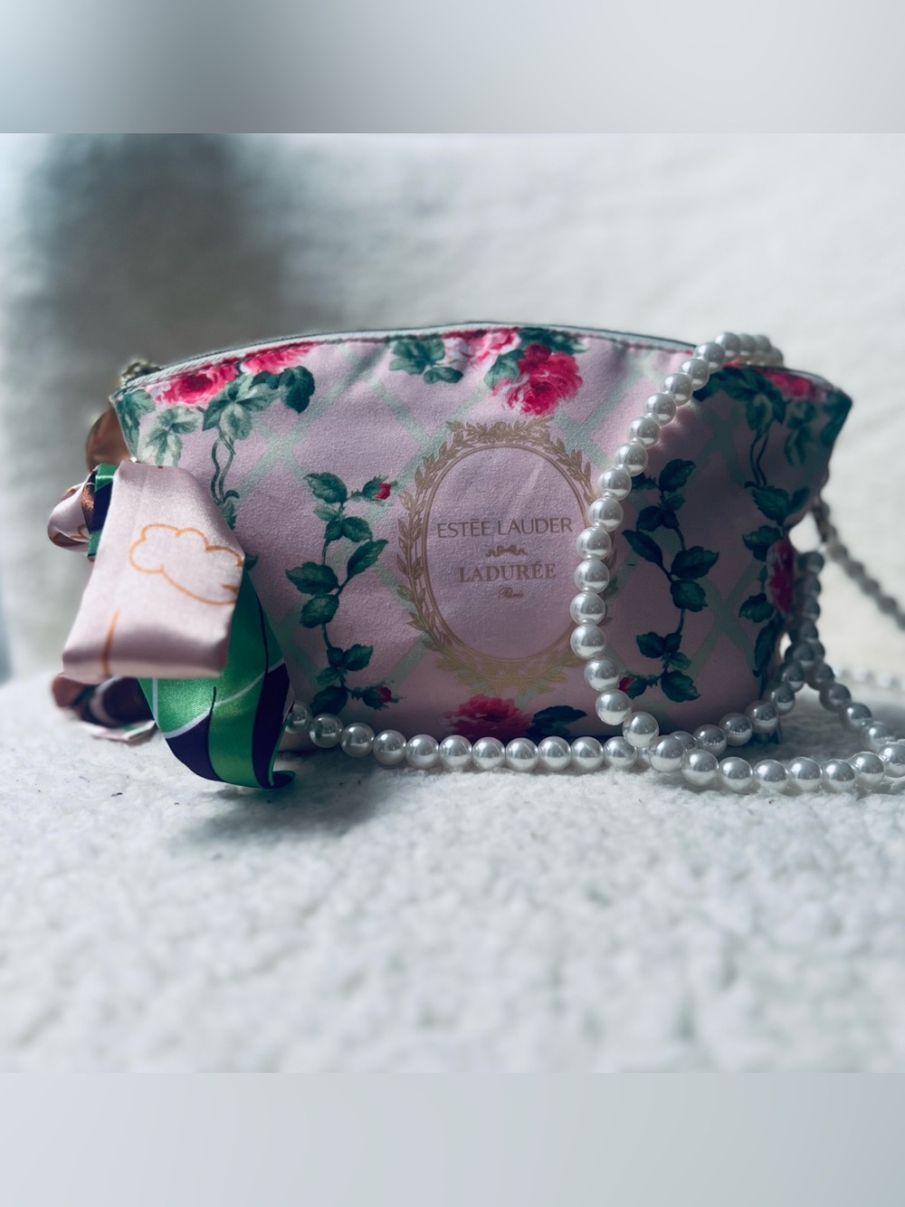 Estée Lauder Pink Floral Ladurée Cosmetic Pouch